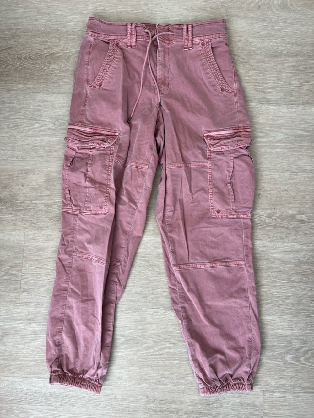 Y2K American Eagle Retro Dusty Rose Stretch Minimalist Cargo Joggers Women's 6